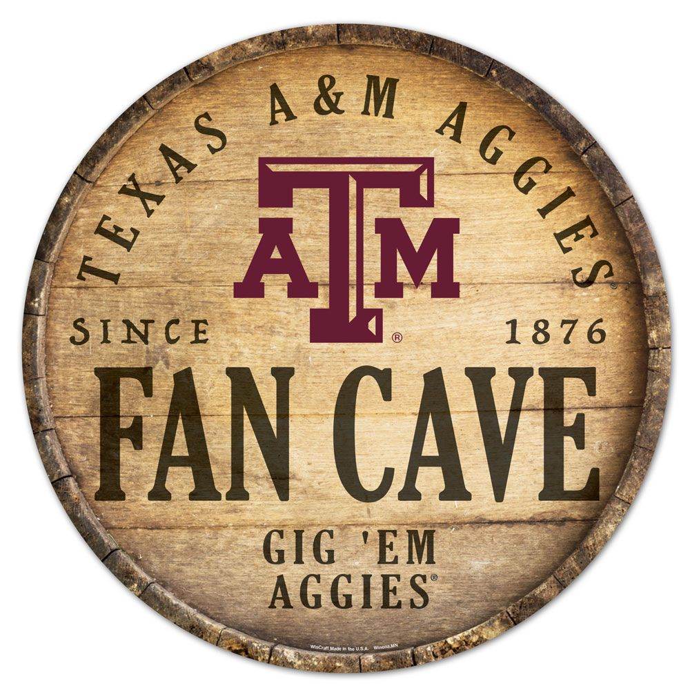 Texas A M Aggies Round Wood Sign 14 Inch Barrel Top - ToylandEU