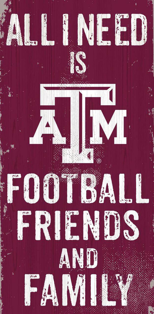 Texas A M Aggies Wood Sign 6x12 Football Friends And Family - ToylandEU
