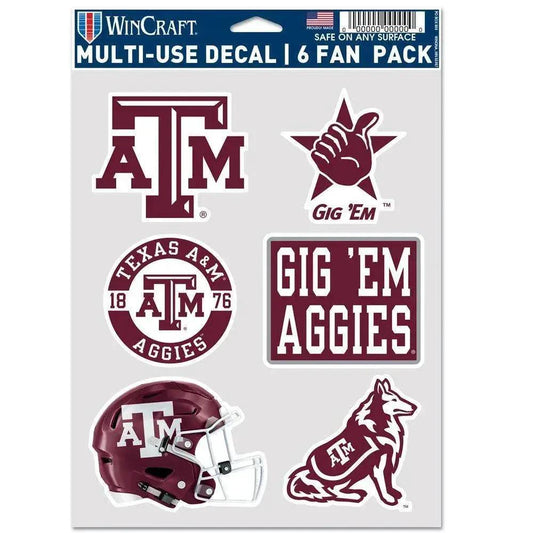  Texas AM Aggies Decal Set Six Pack Multi Use Fan Decals -  ToylandEU™