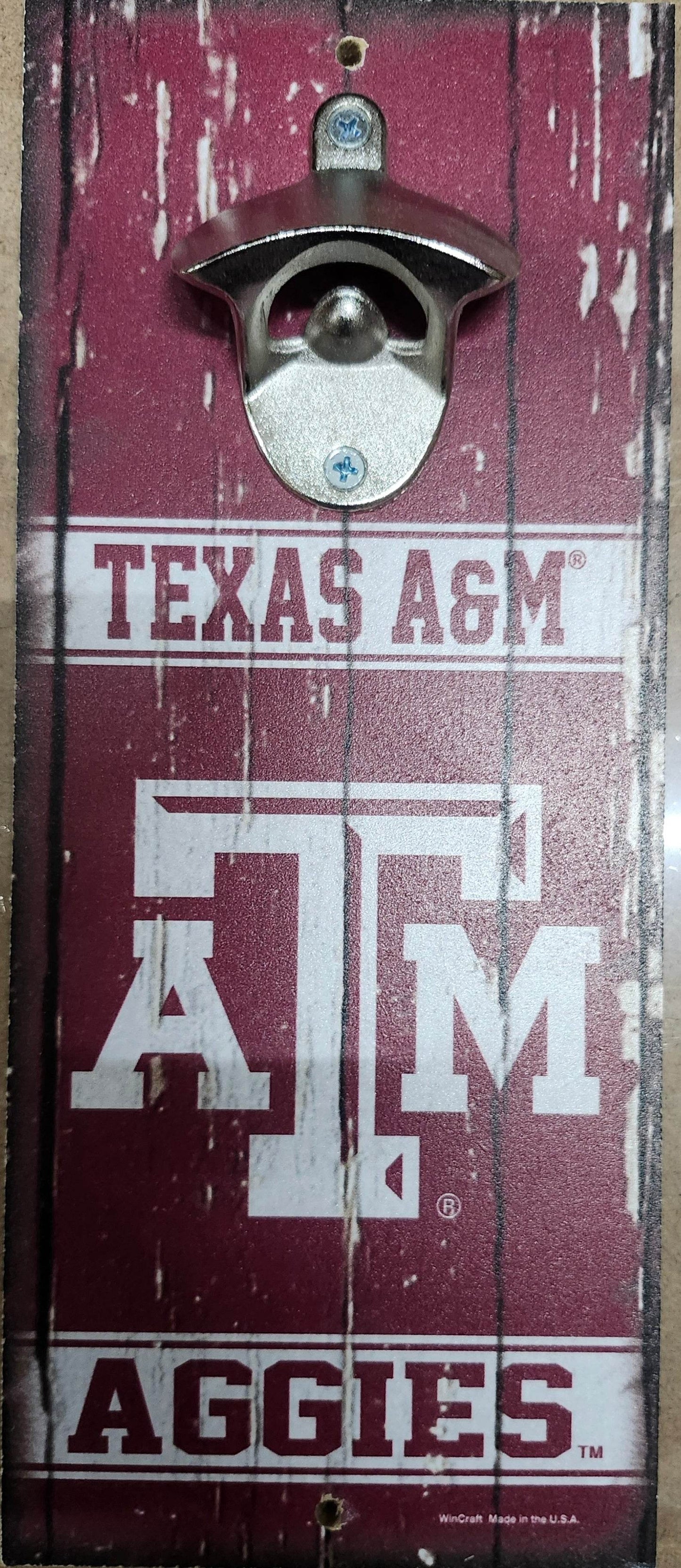 Texas AM Aggies Wood Sign With Bottle Opener Wall Decor - ToylandEU