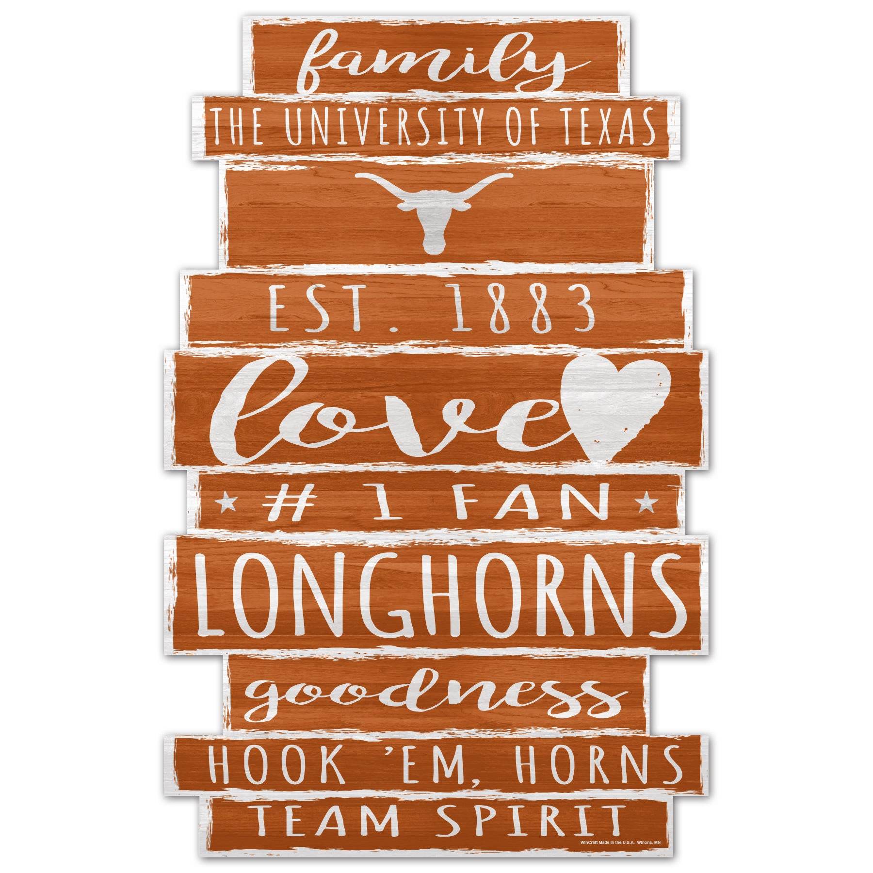 Texas Longhorns 11x17 Wood Sign Family Word Display - ToylandEU