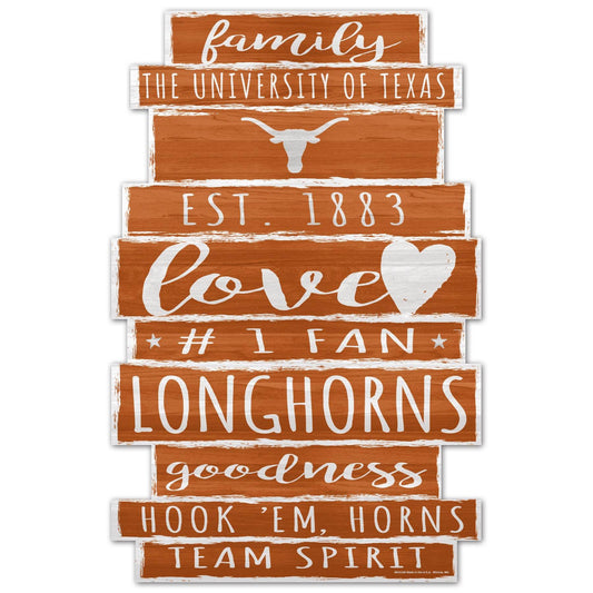 Texas Longhorns 11x17 Wood Sign Family Word Display - ToylandEU