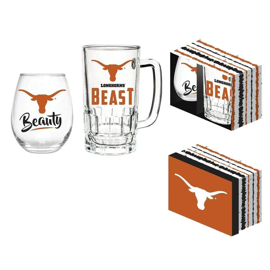  Texas Longhorns Drink Set Boxed 17oz Stemless Glass -  ToylandEU™