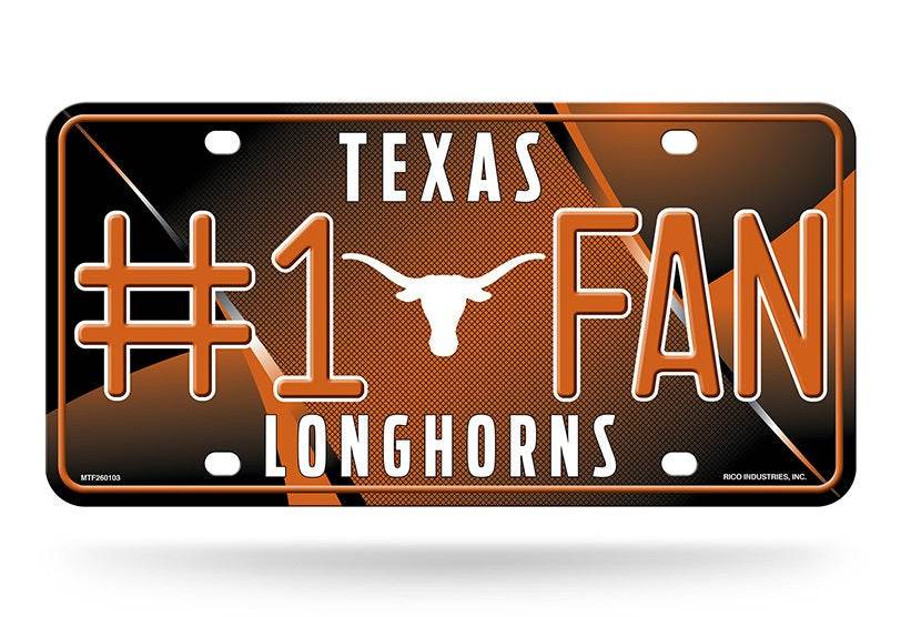 Texas Longhorns License Plate Number One Fan Aluminum 6x12 - ToylandEU