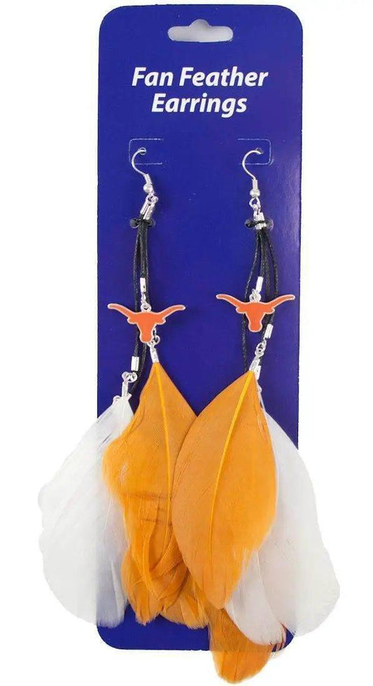  Texas Longhorns Team Color Feather Earrings Pewter Logo -  ToylandEU™