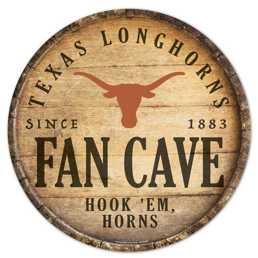 Texas Longhorns Wood Sign 14 Inch Round Barrel Top - ToylandEU
