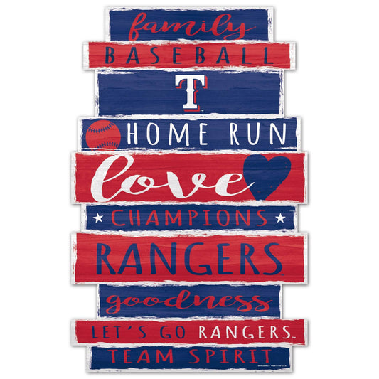 Texas Rangers 11x17 Wood Sign Family Word With Date - ToylandEU