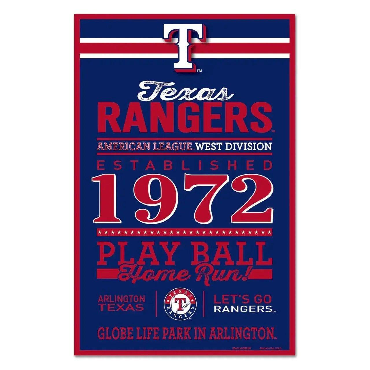  Texas Rangers 11x17 Wood Sign With Established Date -  ToylandEU™