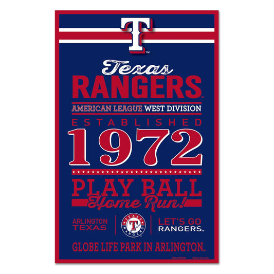 Texas Rangers 11x17 Wood Sign With Established Date - ToylandEU