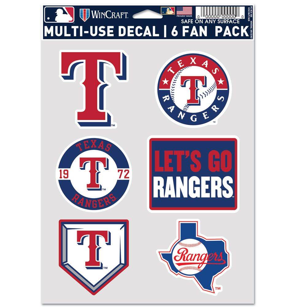 Texas Rangers Decal Set Multi Use Six Pack For Fans - ToylandEU