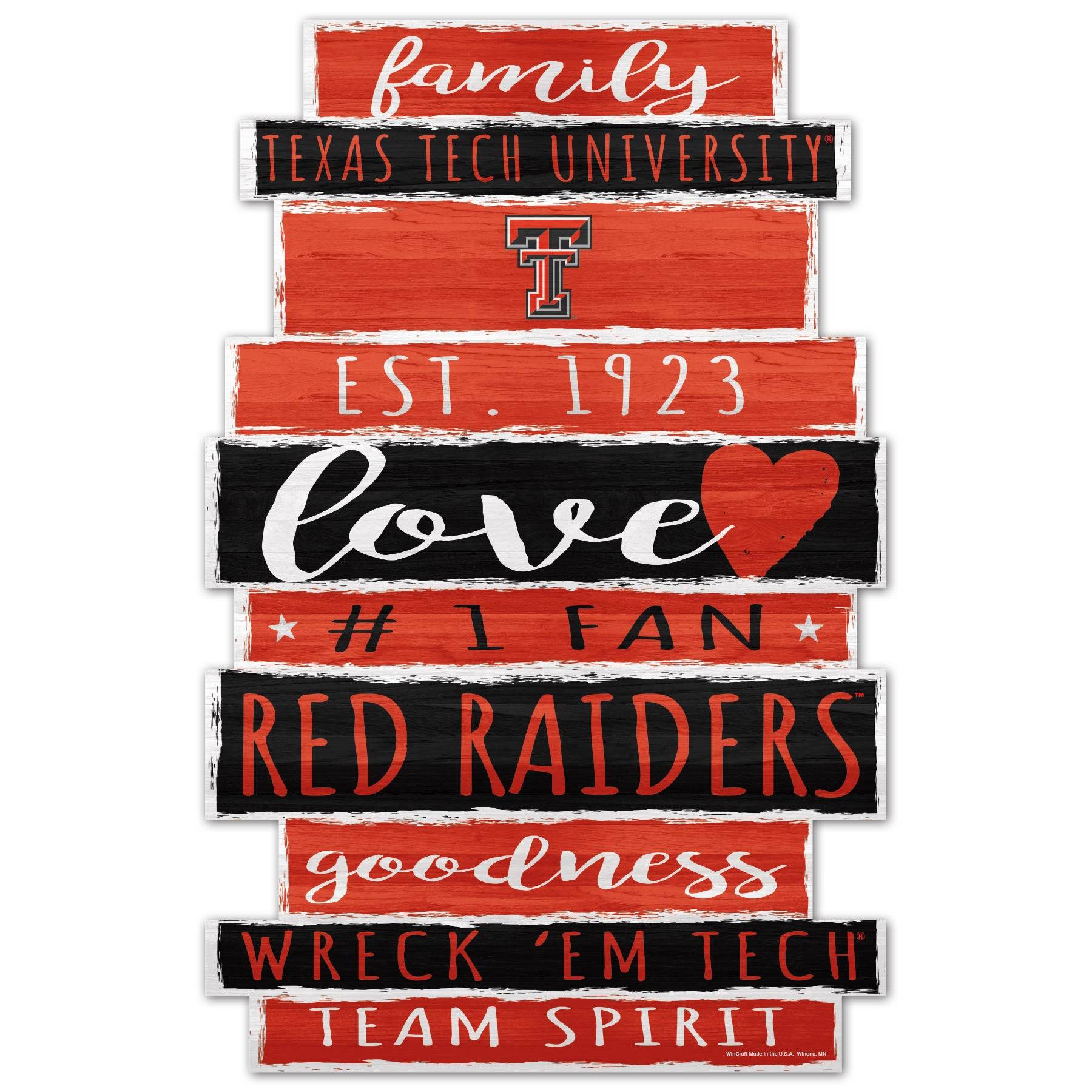 Texas Tech Red Raiders 11x17 Wood Family Sign Decor - ToylandEU