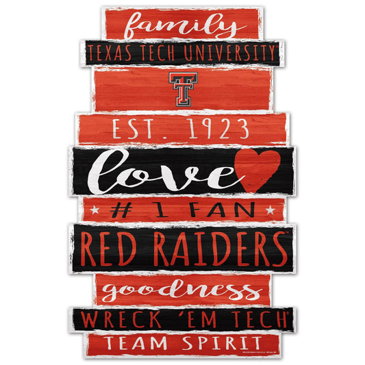 Texas Tech Red Raiders 11x17 Wood Family Sign Decor - ToylandEU