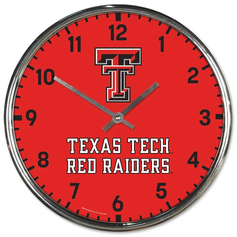 Texas Tech Red Raiders Chrome Round Wall Clock Official - ToylandEU