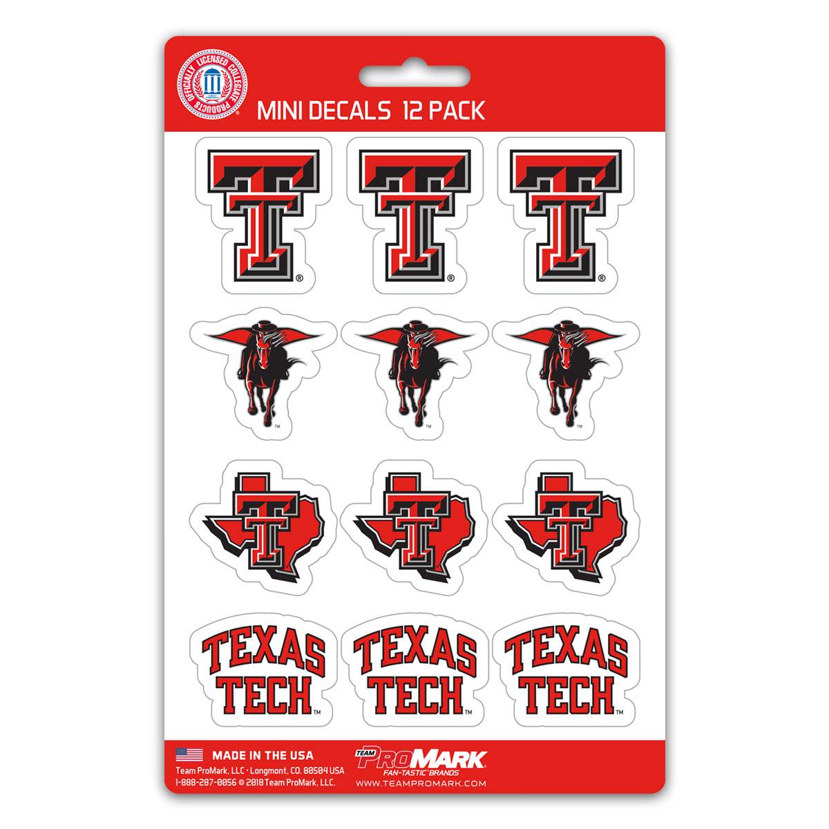 Texas Tech Red Raiders Mini Decal Set 12 Pack Special Order - ToylandEU