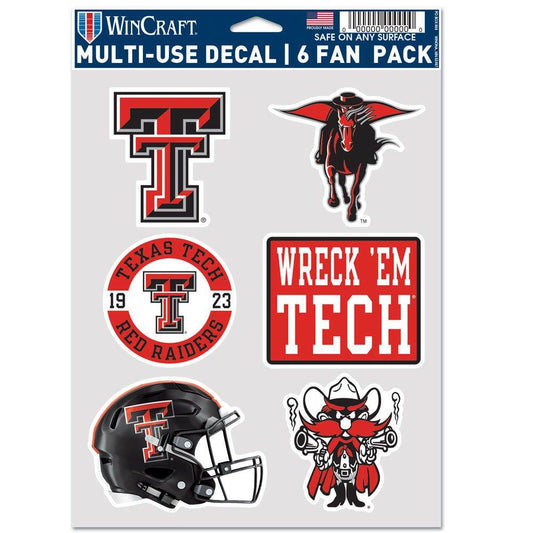 Texas Tech Red Raiders Multi Use Fan Decals 6 Pack - ToylandEU