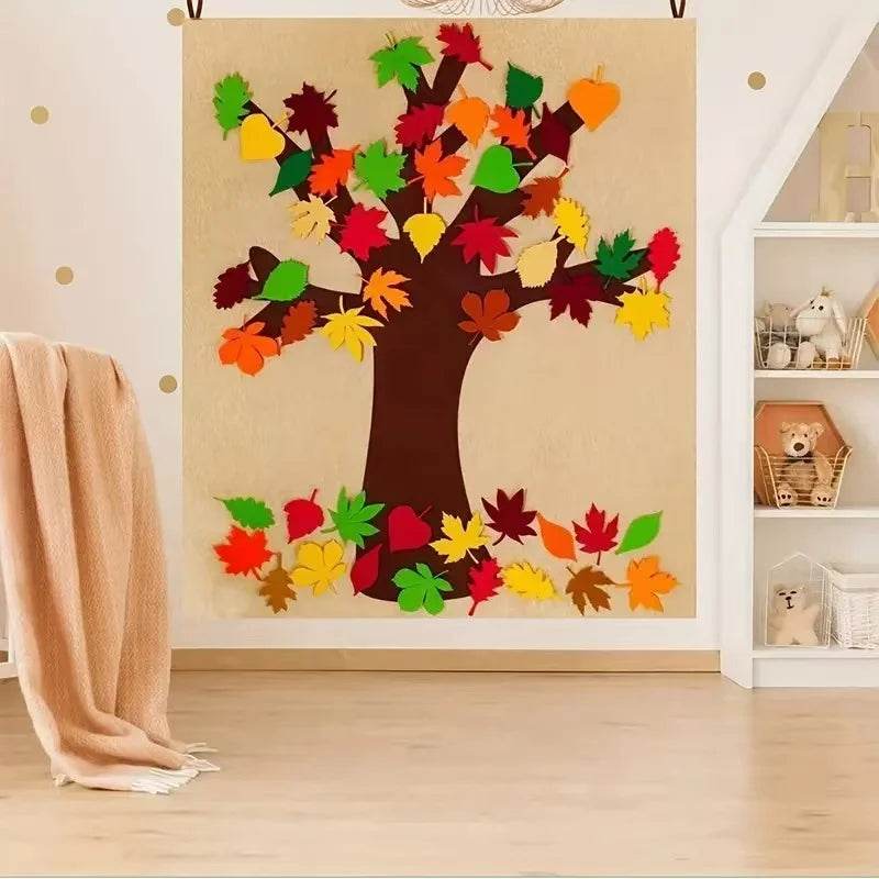 Thanksgiving Felt Tree Craft Kit Fall Tree Montessori Busy Board Family Decorations Activity Education Toy Wall Hanging Gifts - ToylandEU