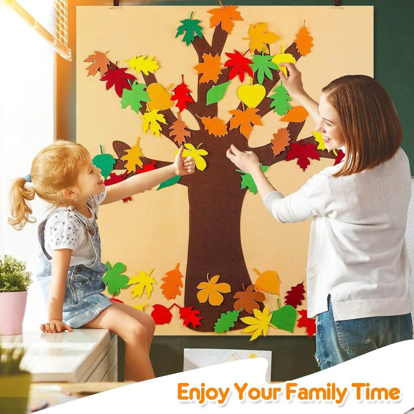 Thanksgiving Felt Tree Craft Kit Fall Tree Montessori Busy Board Family Decorations Activity Education Toy Wall Hanging Gifts - ToylandEU