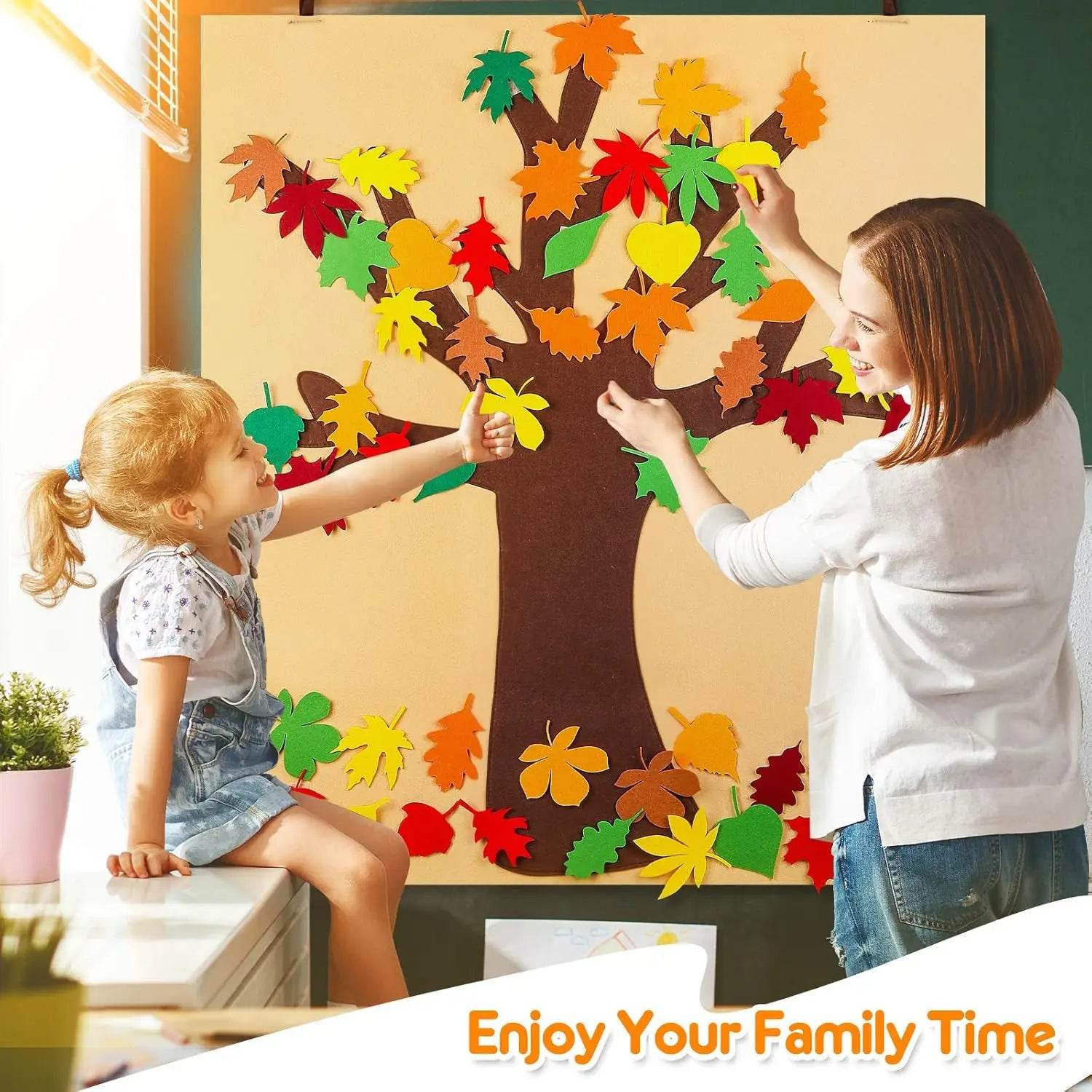 Thanksgiving Felt Tree Craft Kit Fall Tree Montessori Busy Board Family Decorations Activity Education Toy Wall Hanging Gifts - ToylandEU
