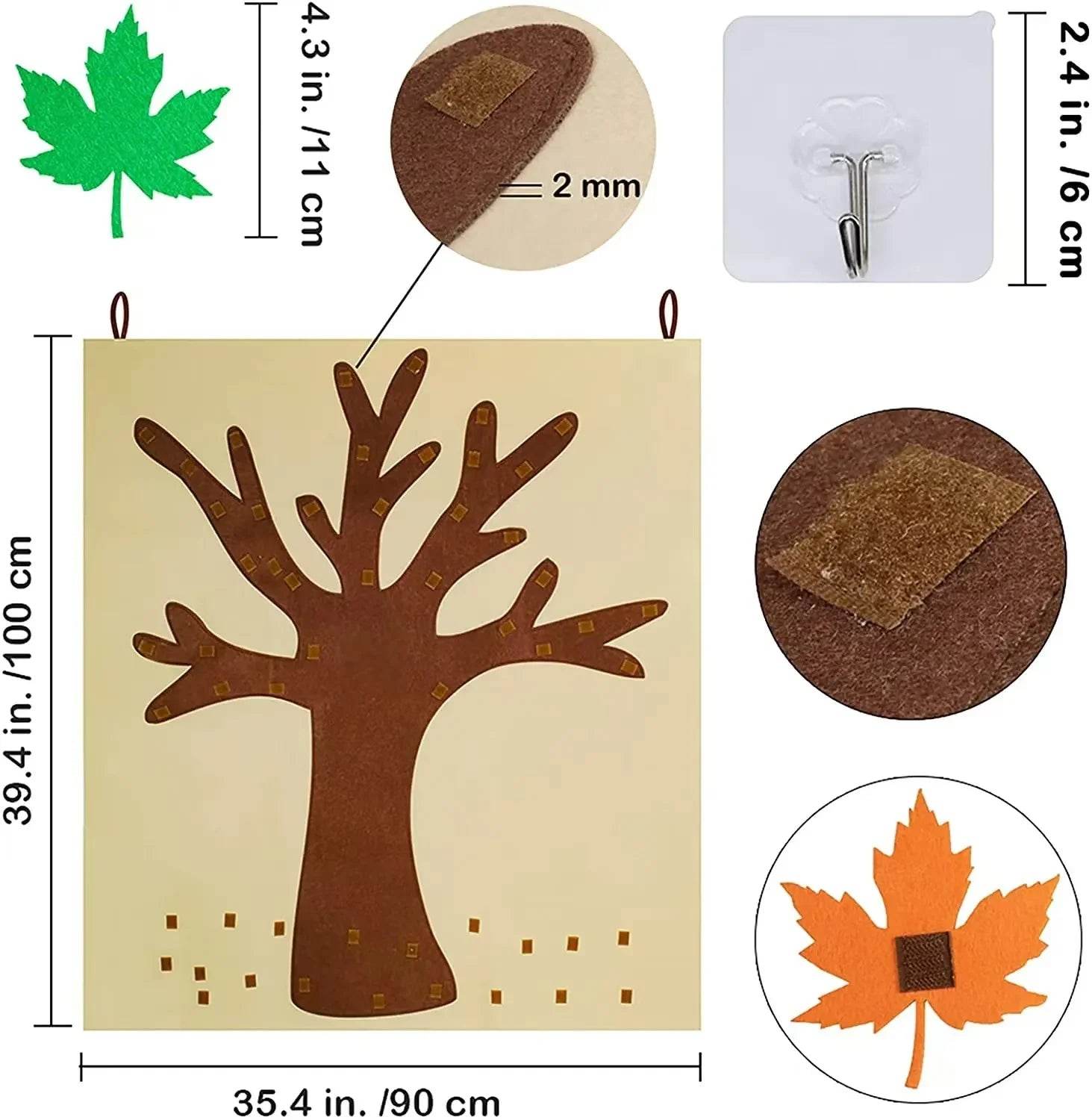 Thanksgiving Felt Tree Craft Kit Fall Tree Montessori Busy Board Family Decorations Activity Education Toy Wall Hanging Gifts - ToylandEU