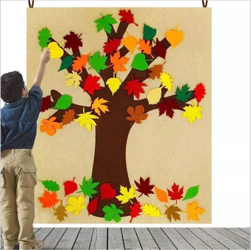 Thanksgiving Felt Tree Craft Kit Fall Tree Montessori Busy Board Family Decorations Activity Education Toy Wall Hanging Gifts - ToylandEU