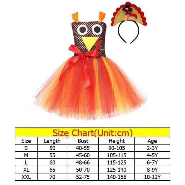  Thanksgiving Turkey Tutu Dress for Kids with Headband - Festive Fun! -  ToylandEU™