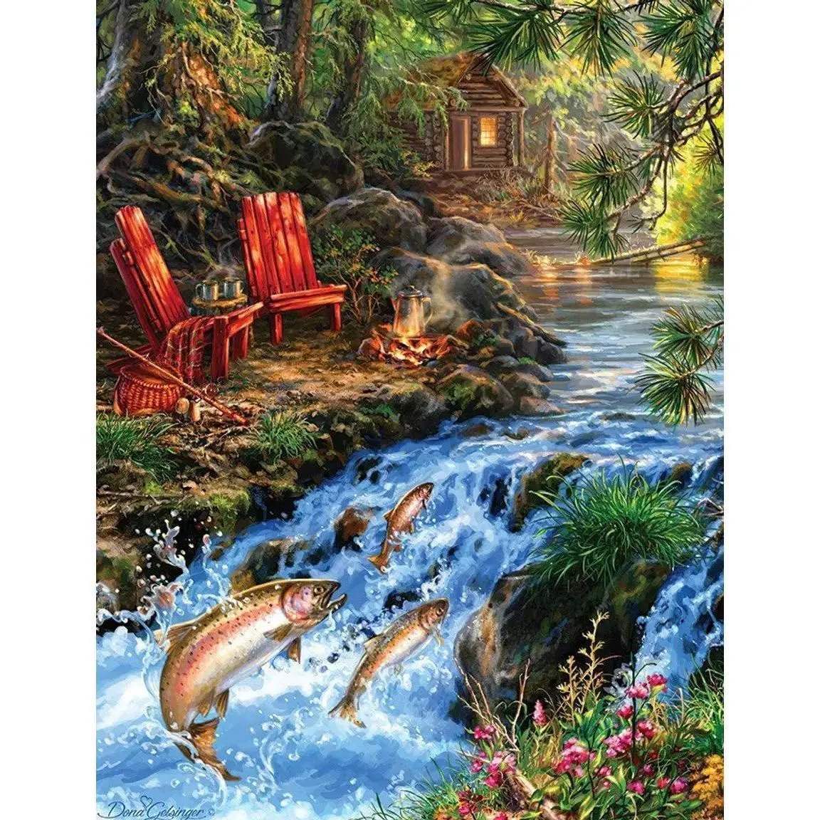 Fishing Hole 500 Piece Jigsaw Puzzle Premium Edition By Springbok - ToylandEU