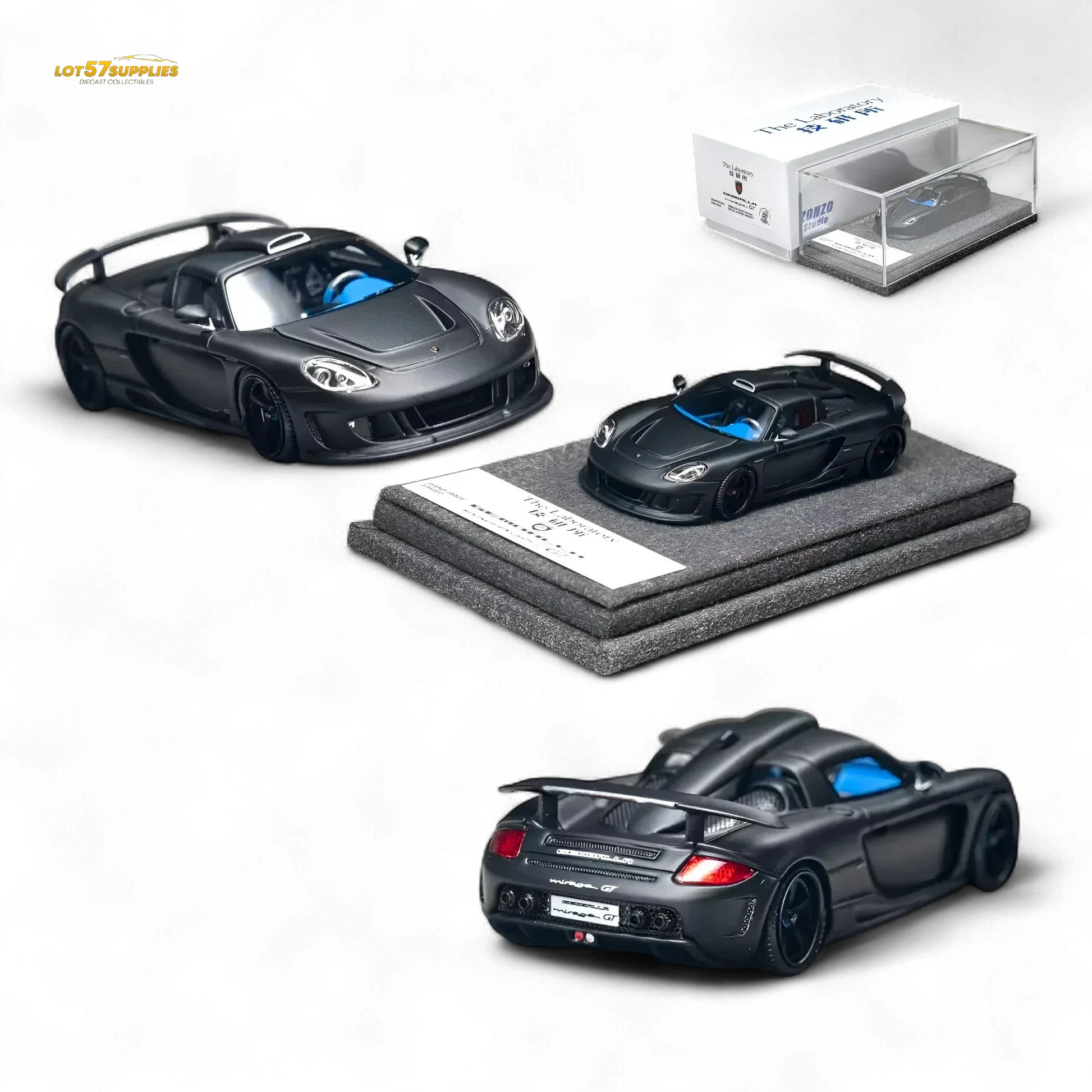 The Laboratory X ZONZO Gemballa Mirage GT MATTE BLACK 1:64 Resin - ToylandEU