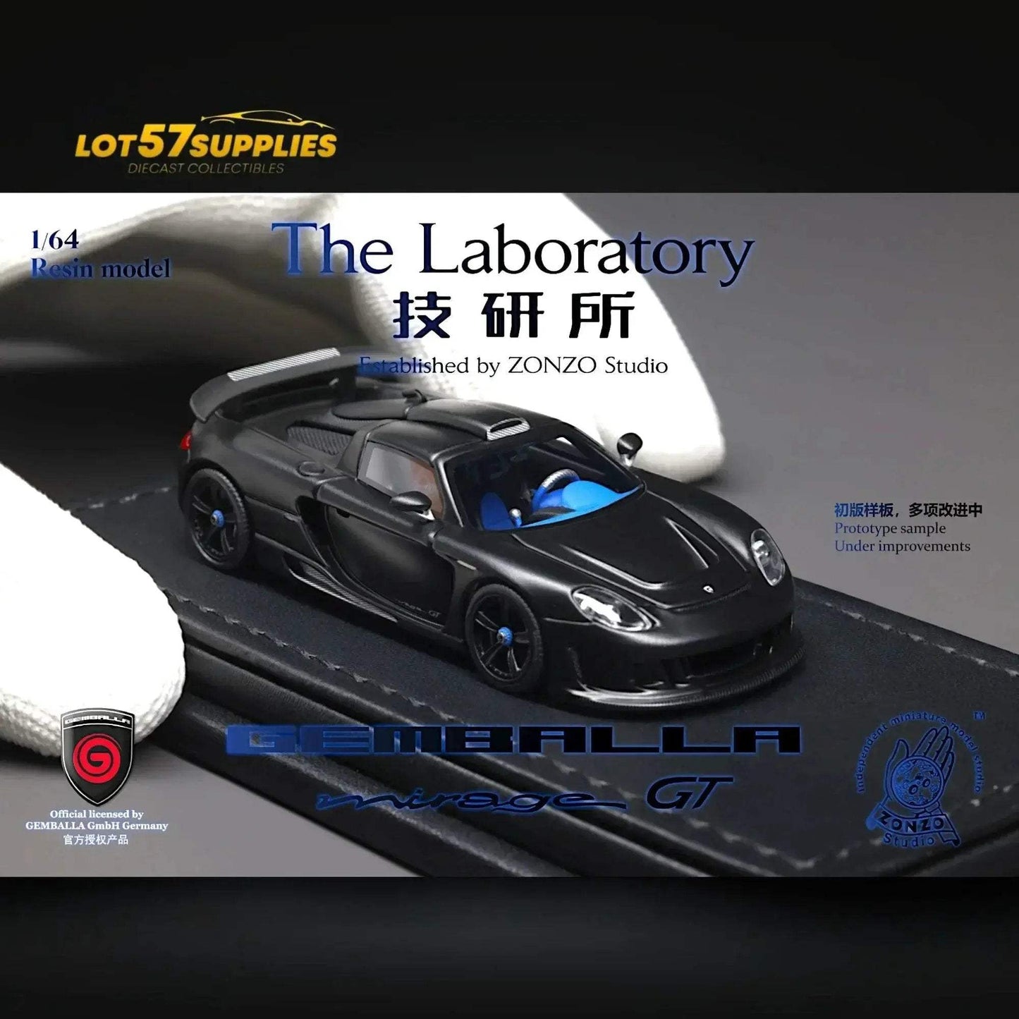 The Laboratory X ZONZO Gemballa Mirage GT MATTE BLACK 1:64 Resin - ToylandEU