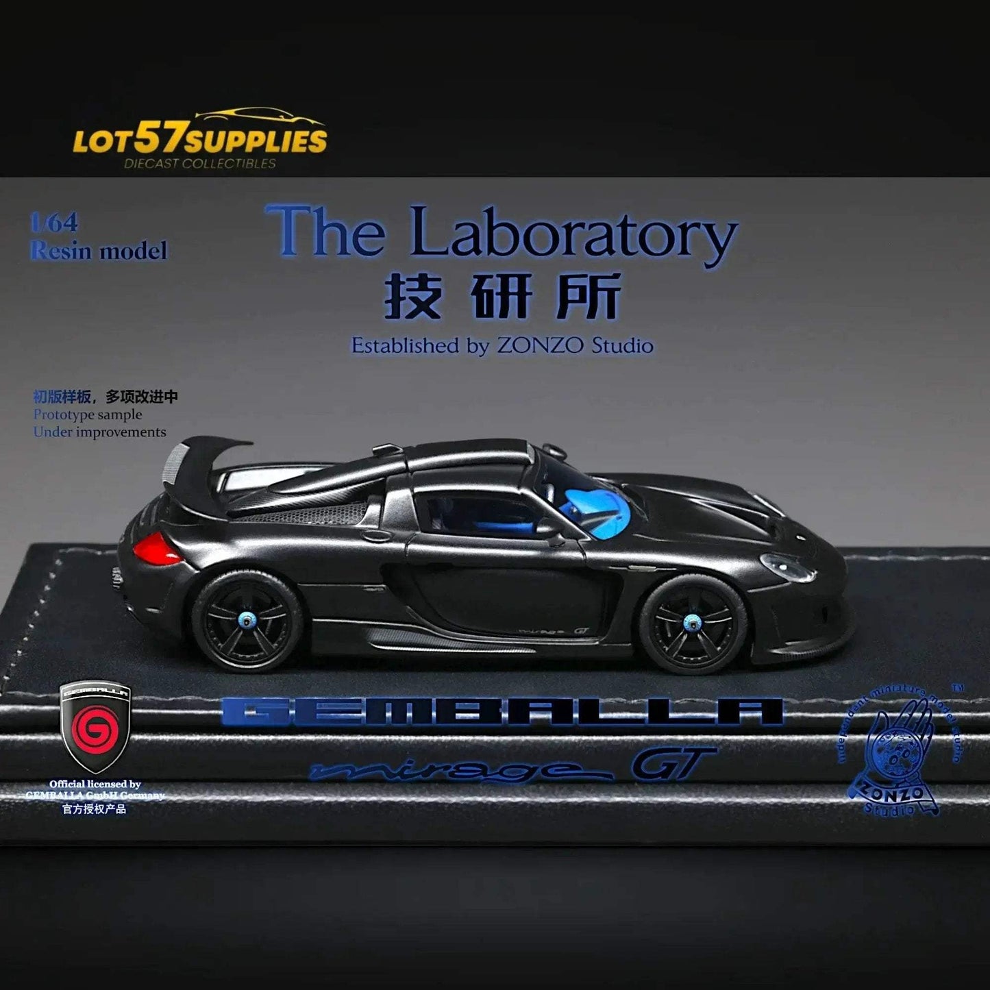The Laboratory X ZONZO Gemballa Mirage GT MATTE BLACK 1:64 Resin - ToylandEU