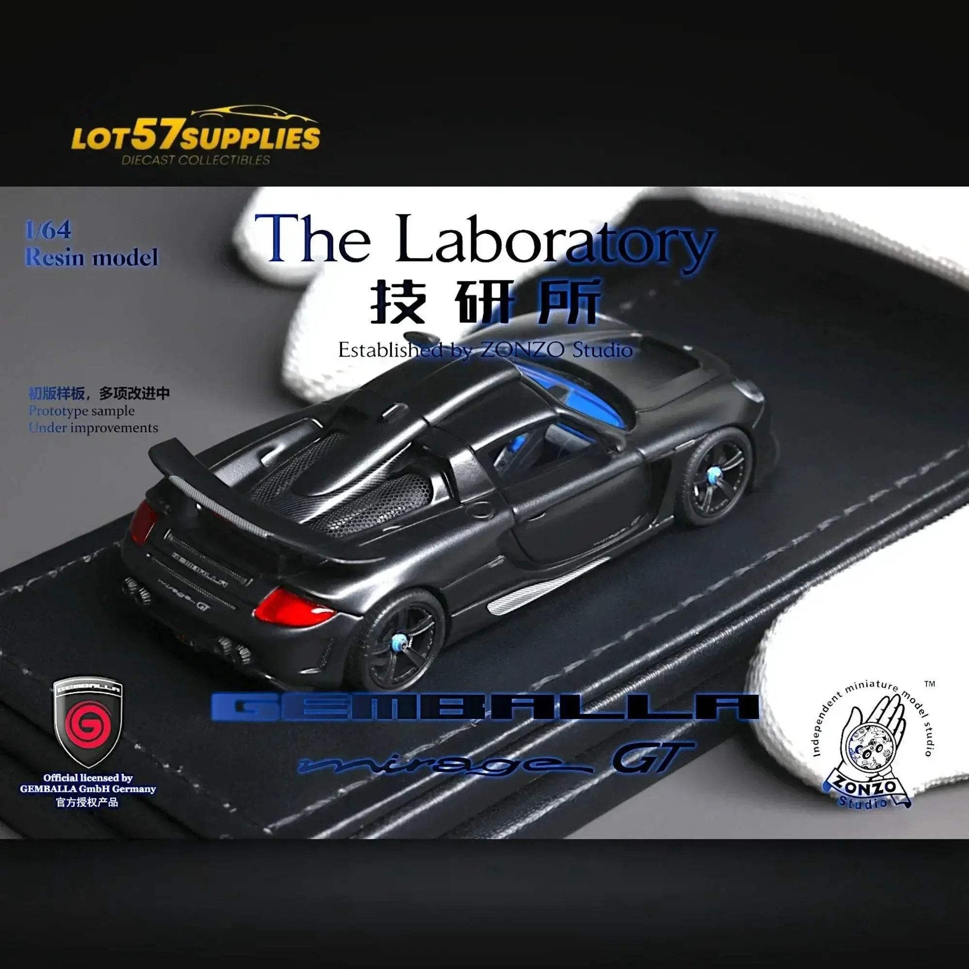 The Laboratory X ZONZO Gemballa Mirage GT MATTE BLACK 1:64 Resin - ToylandEU