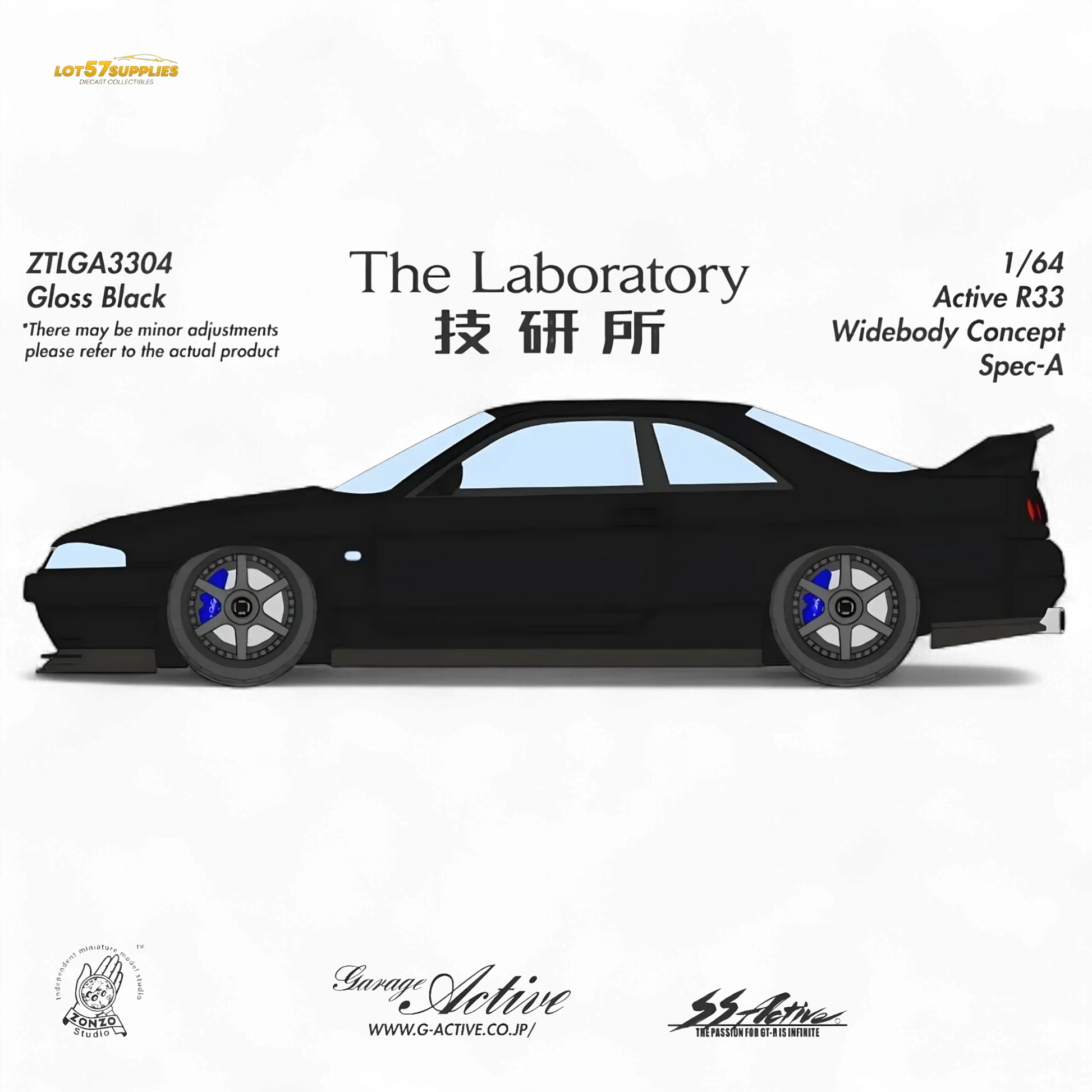 (Pre-Order) The Laboratory x ZONZO Nissan R33 Widebody Concept Spec-A - Pure Black 1/64 - ToylandEU