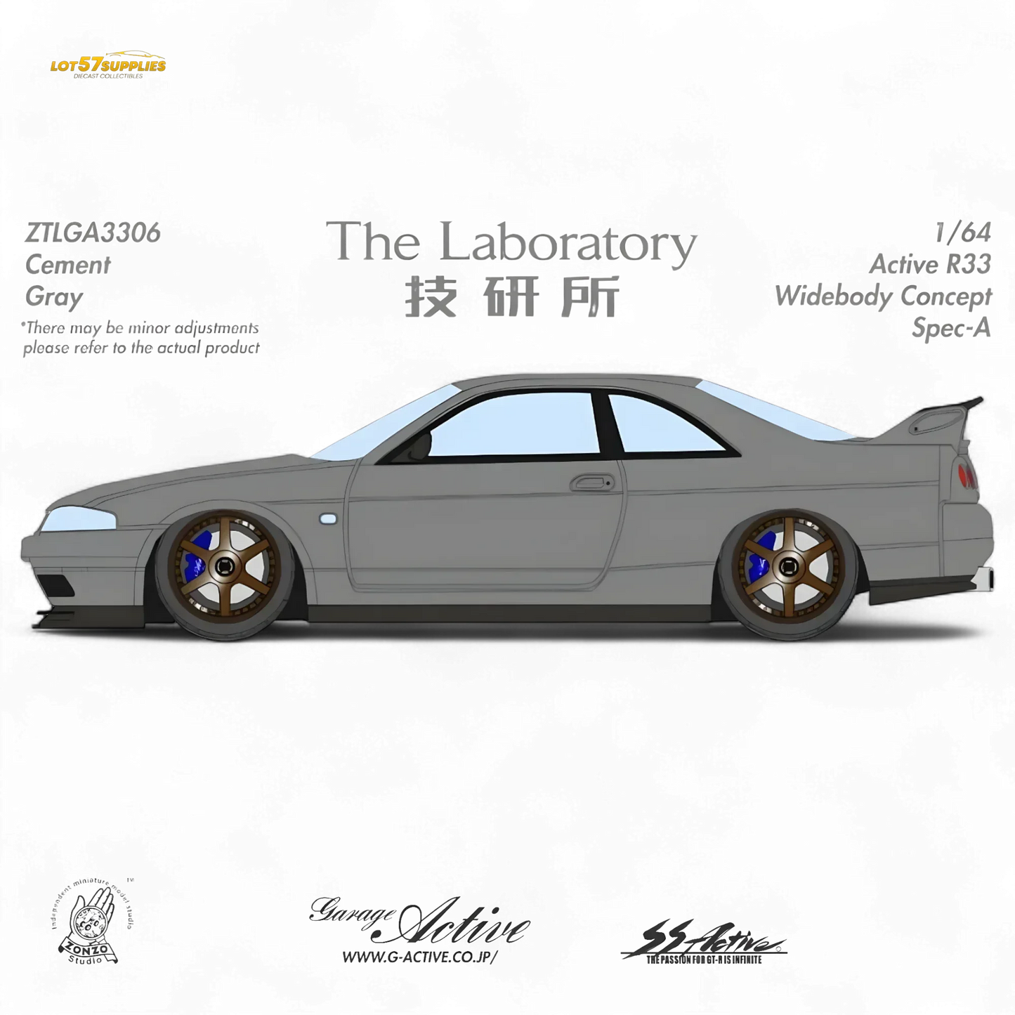 (Pre-Order) The Laboratory x ZONZO Nissan R33 Widebody Concept Spec-A - Cement Gray 1/64 - ToylandEU