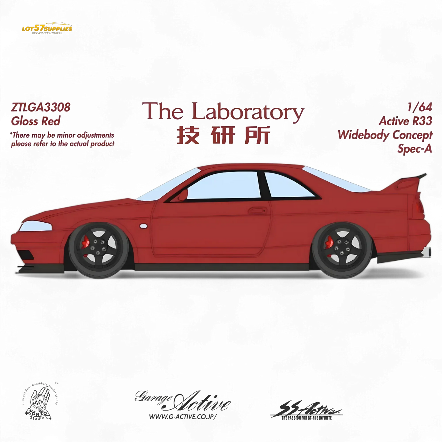 (Pre-Order) The Laboratory x ZONZO Nissan R33 Widebody Concept Spec-A - Bright Red 1/64 - ToylandEU