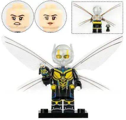 Wasp Custom Figure Marvel Ant Man and The Wasp Armor Black and Gold Wing Attachments Visor Helmet LEGO Compatible - ToylandEU