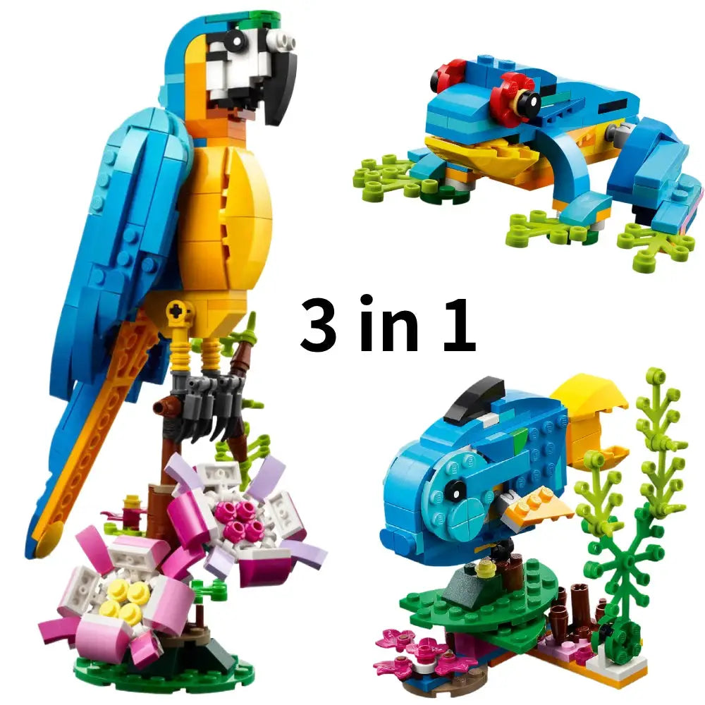 Three in One Parrot Building Toy Set Transforms into Animals - ToylandEU