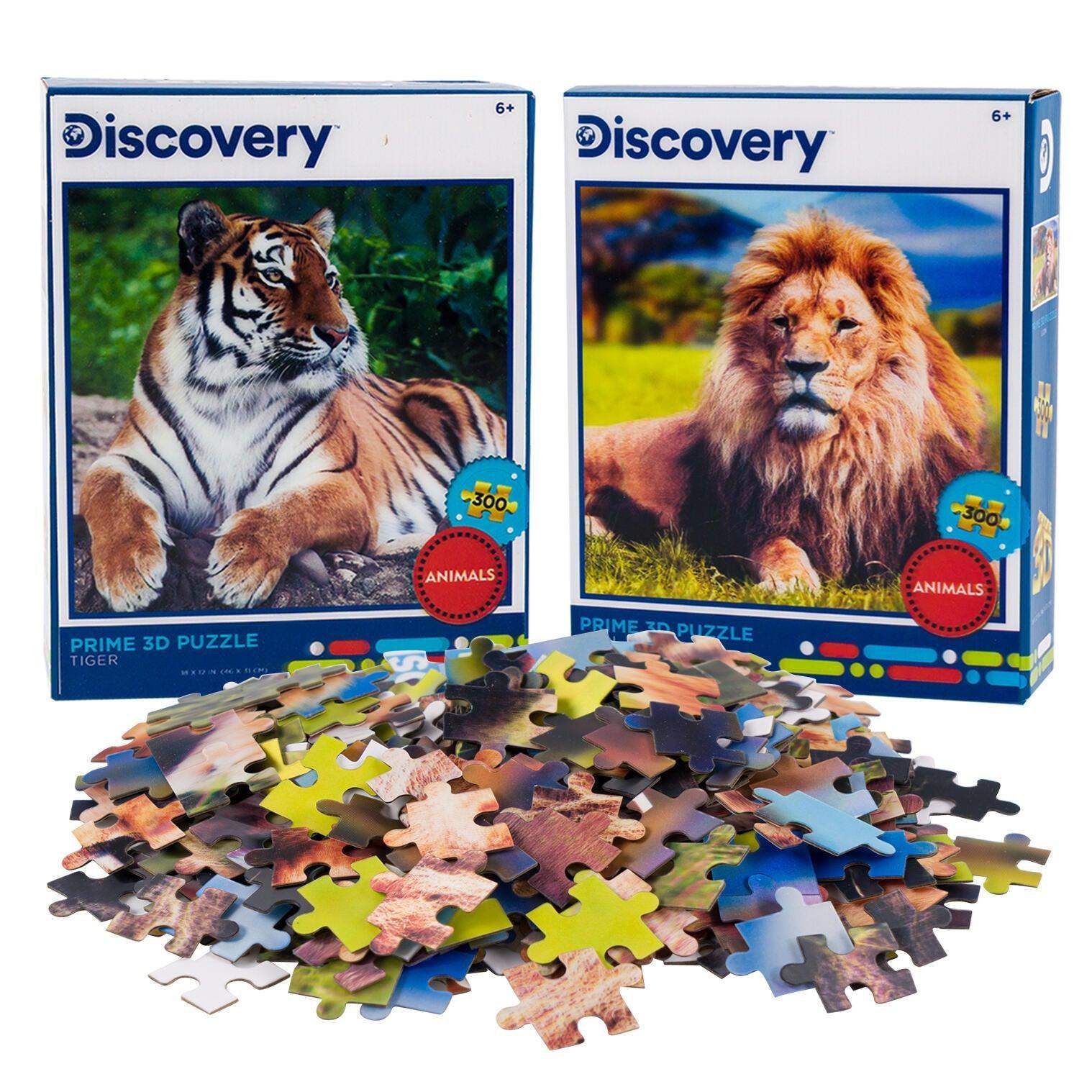 Tiger & Lion Set of 2 300 Piece Lenticular Jigsaw Puzzles Prime 3D - Puzzle Merchant