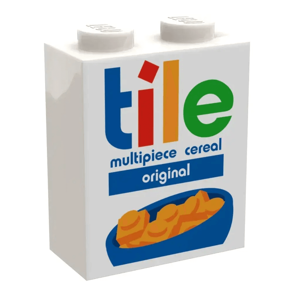 Tile Minifig Cereal (1 x 2 x 2 Brick) made using LEGO part - ToylandEU