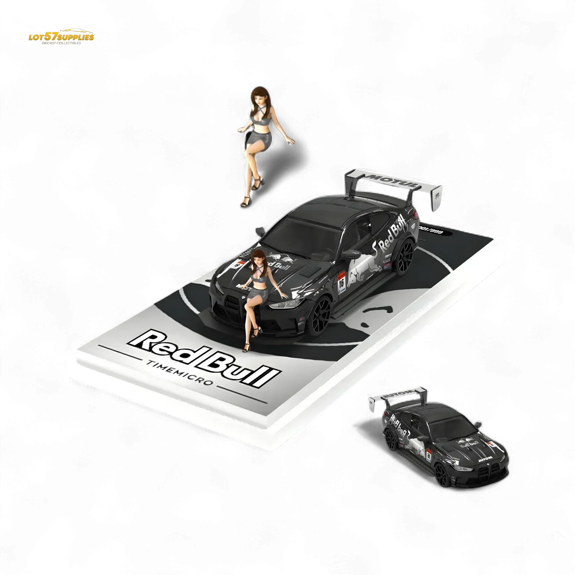 TimeMicro BMW M4 Modified Widebody Silver R e d B u l l - Figure Version 1:64 - ToylandEU