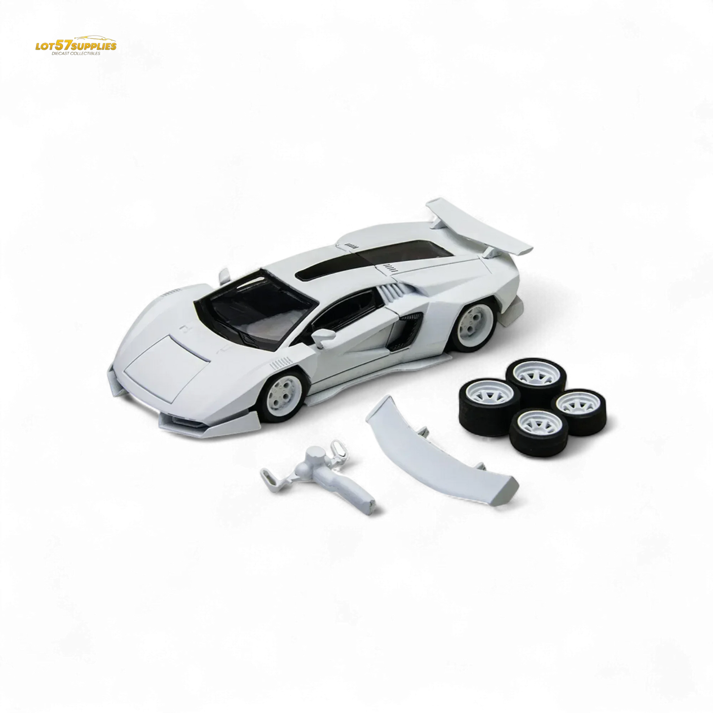 TimeMicro × PSC DESIGN 1/64 Countach V Ver. Mechanic PSC - White 1:64 - ToylandEU