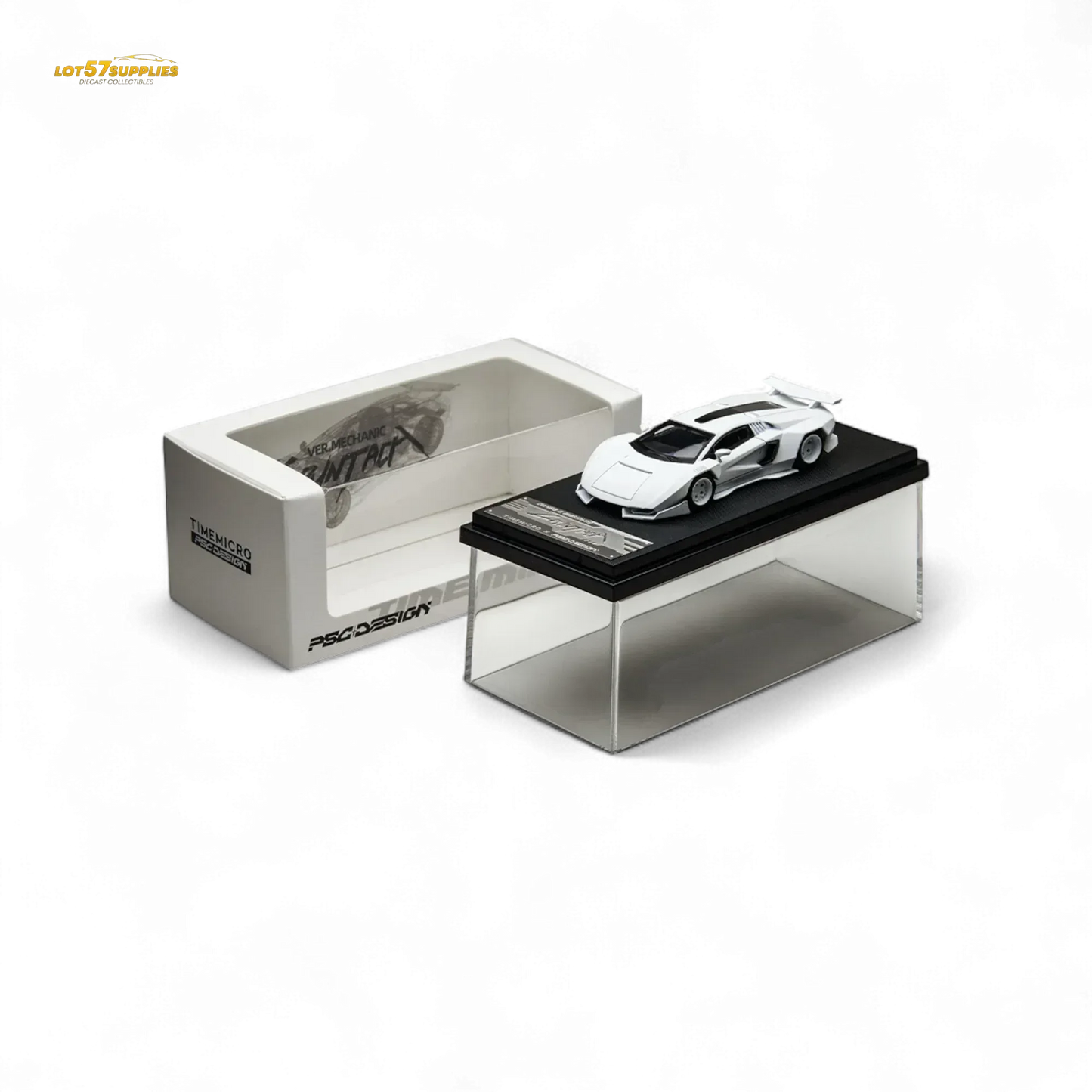 TimeMicro × PSC DESIGN 1/64 Countach V Ver. Mechanic PSC - White 1:64 - ToylandEU