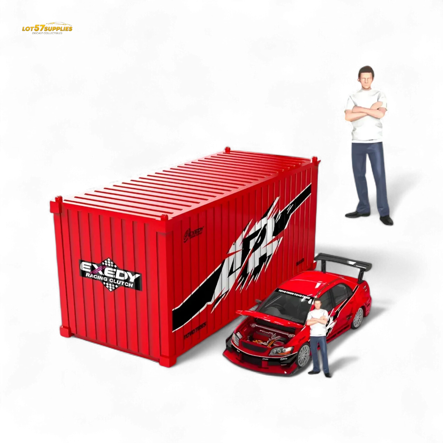 TimeMicro Mitsubishi Lancer EVO 9th Gen - Openable Hood & Figure - With Container 1:64 - ToylandEU