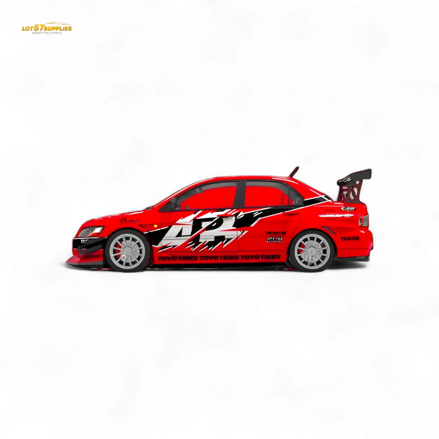 TimeMicro Mitsubishi Lancer EVO 9th Gen - Openable Hood & Figure - With Container 1:64 - ToylandEU