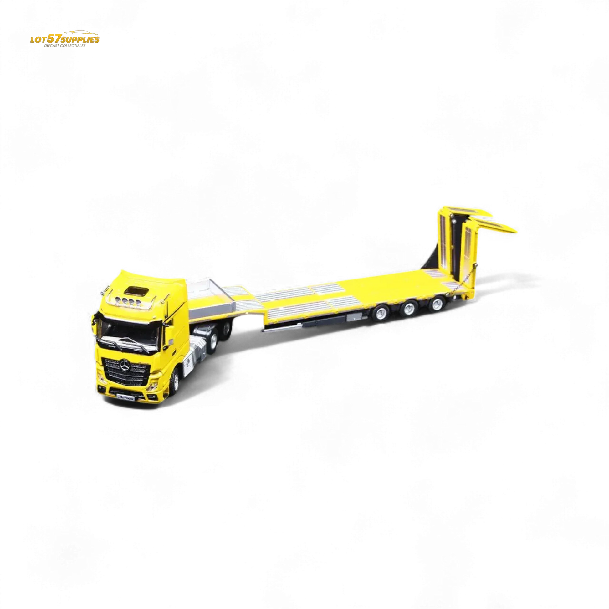 TimeMicro & Perka BENZ FLATBED TRANSPORT VEHICLE - Yellow 1/64 - ToylandEU