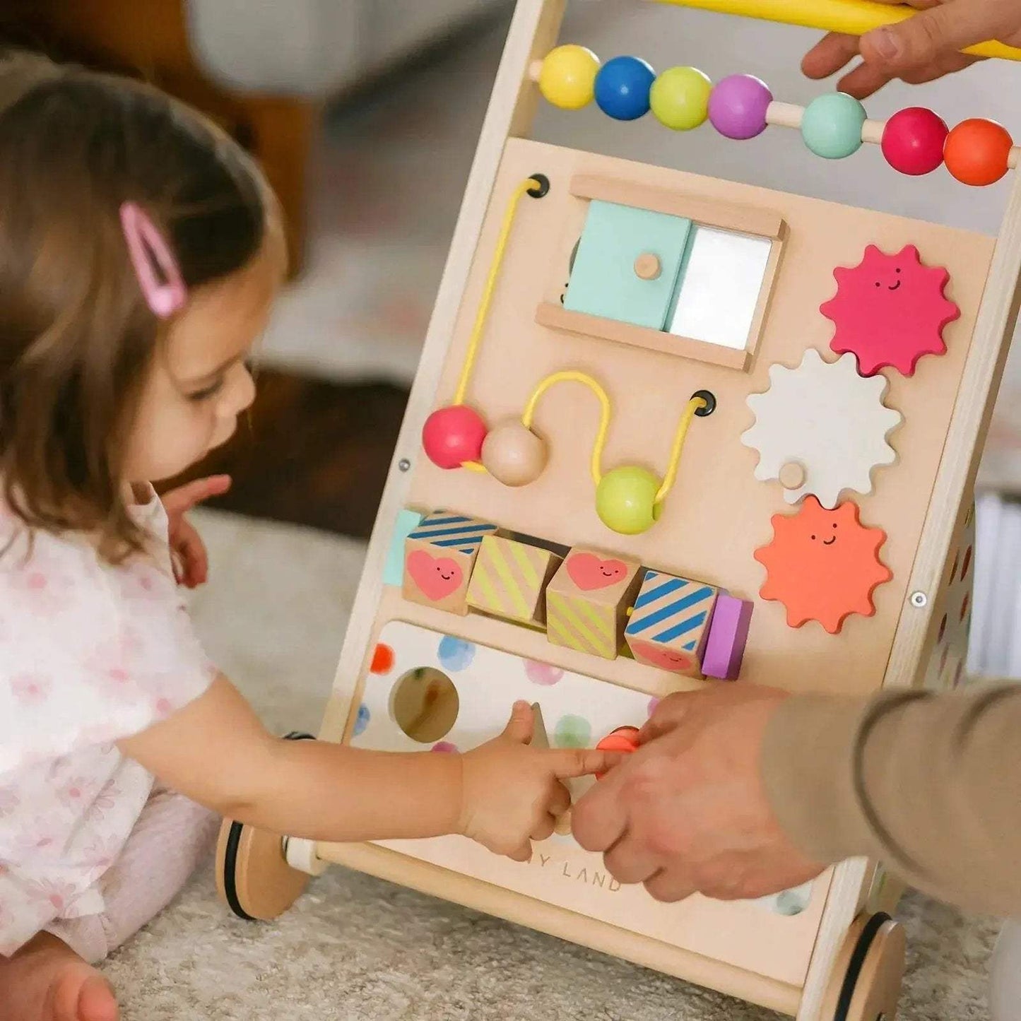 Tiny Land® Premium Natural Wooden Activity Walker - ToylandEU