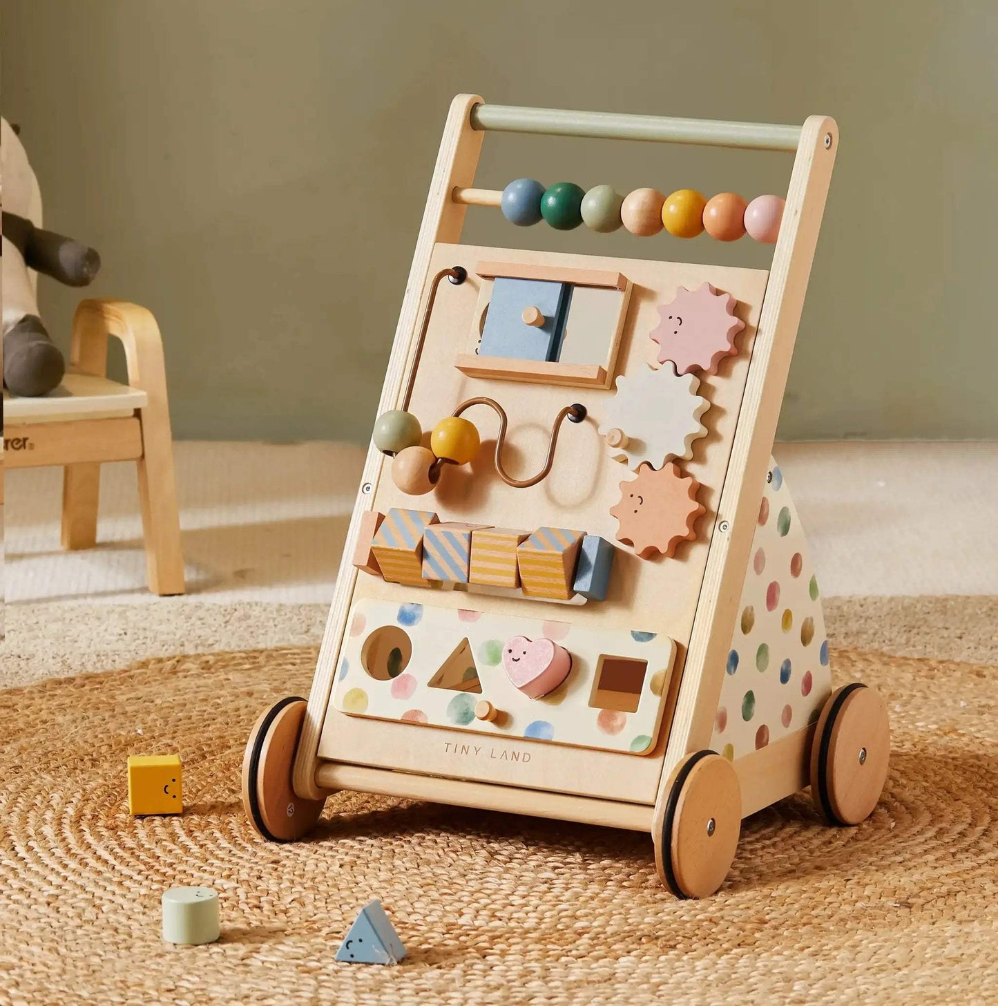 Tiny Land® Versatile Natural Wooden Baby Walker - ToylandEU