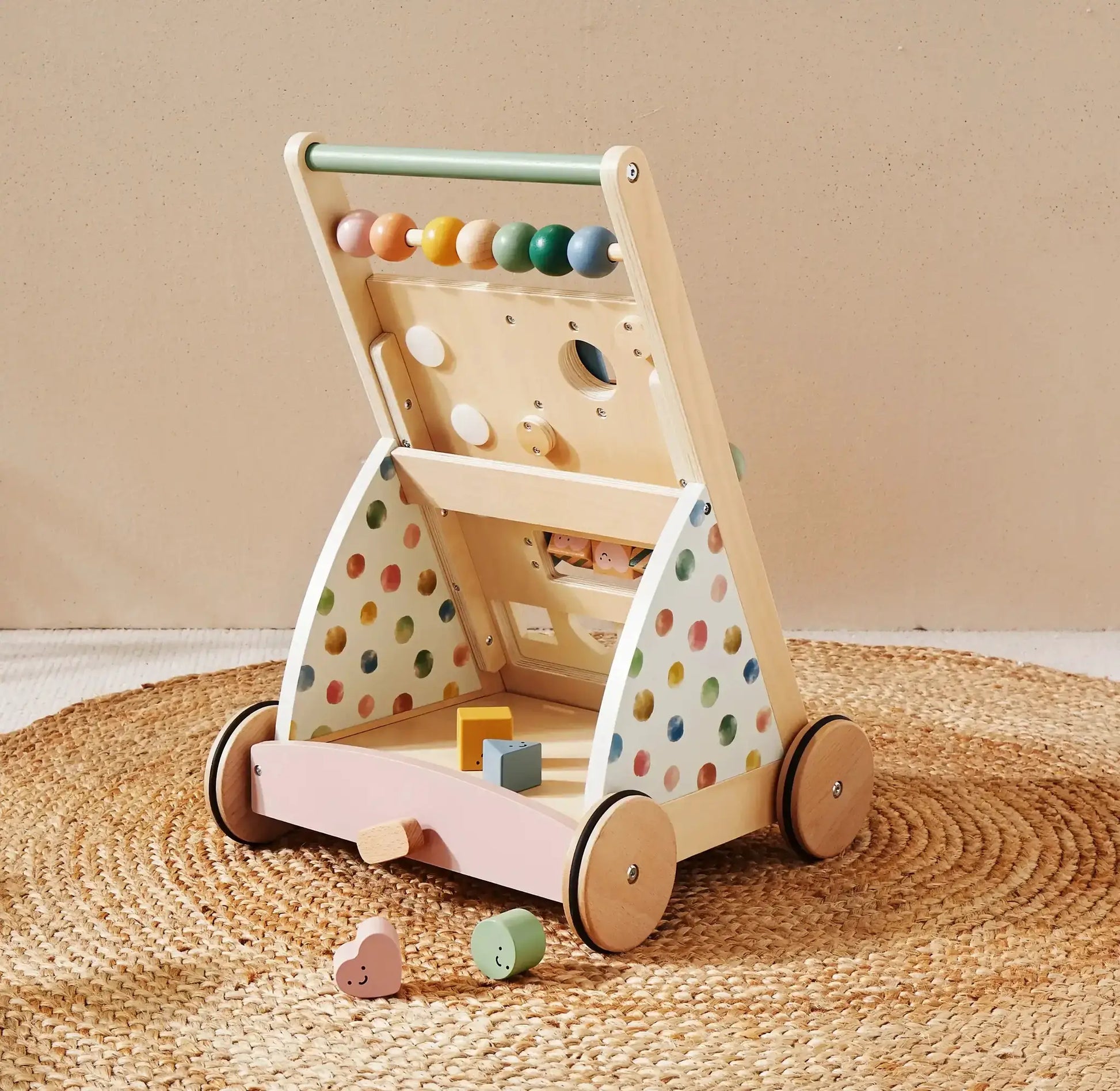 Tiny Land® Versatile Natural Wooden Baby Walker - ToylandEU