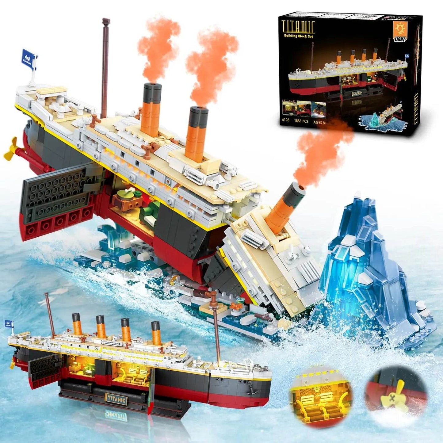 Titanic Building Set with LED-2 in 1 Mini Block Model - ToylandEU