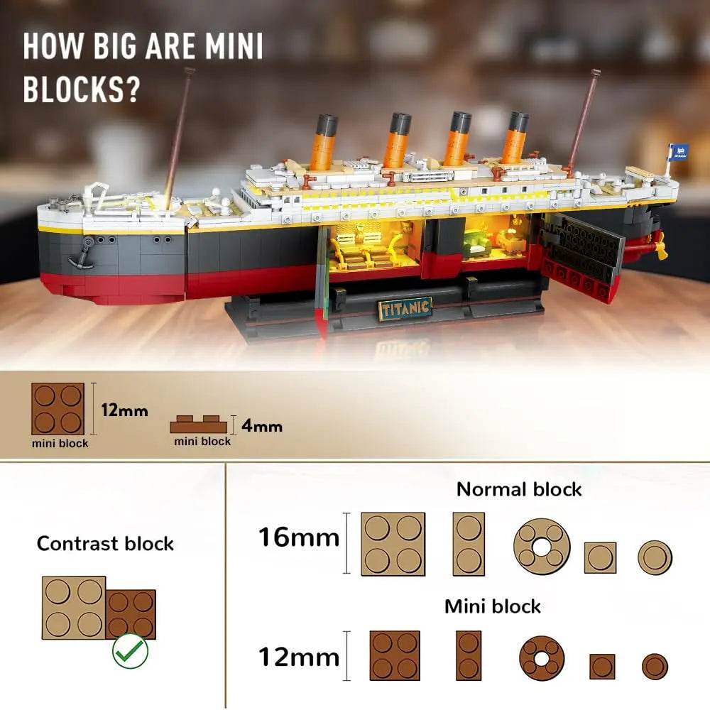 Titanic Building Set with LED-2 in 1 Mini Block Model - ToylandEU