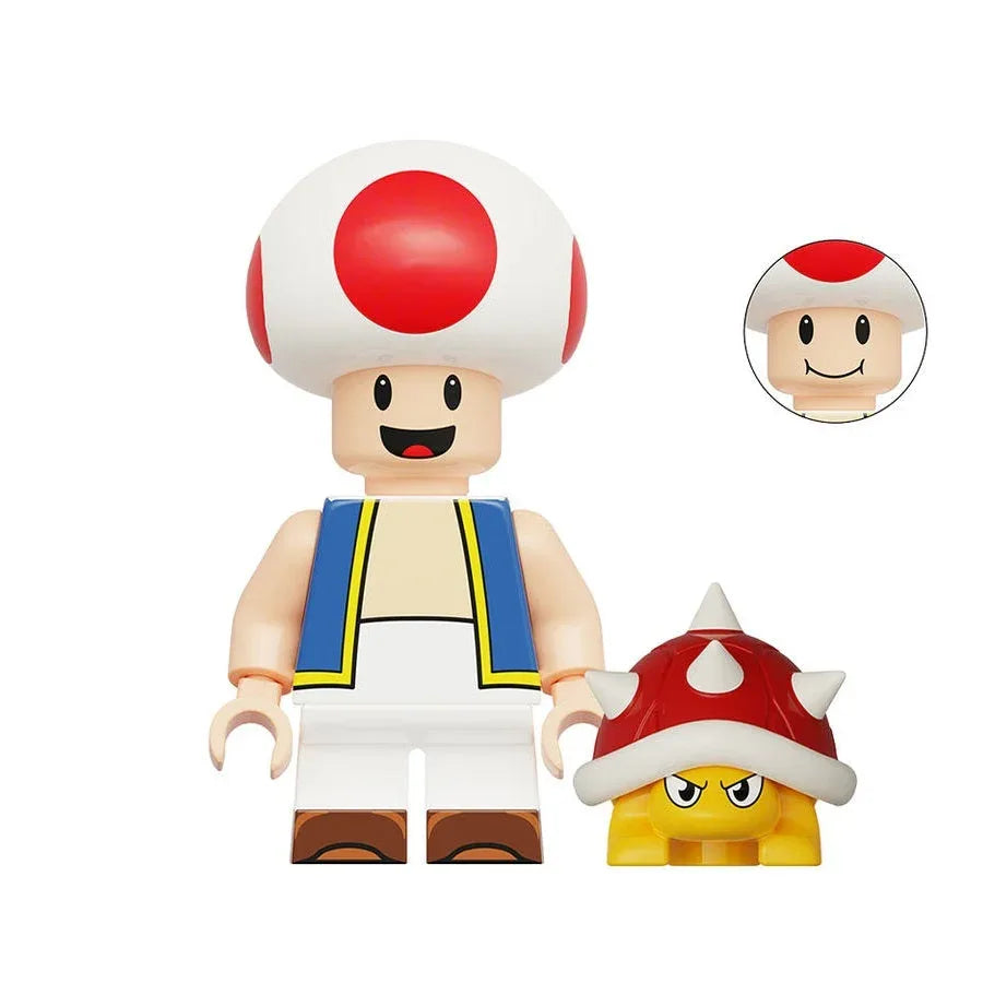 Toad Figure From Super Mario Bros Game Collectible ABS Plastic Mini Figure Blue Vest White Cap With Red Spots - ToylandEU
