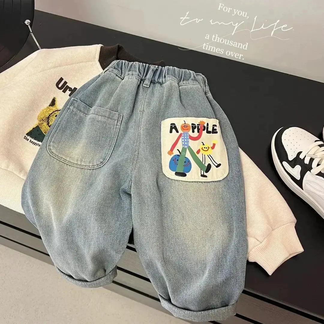  Toddler Denim Jeans Anime Pattern Elastic Waist Soft -  ToylandEU™